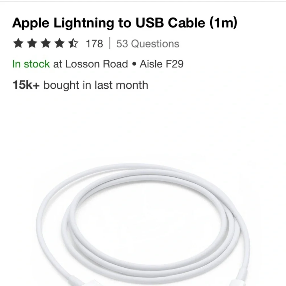 APPLE LIGHTNING TO USB CABLE AND CHARGING CUBE NEW